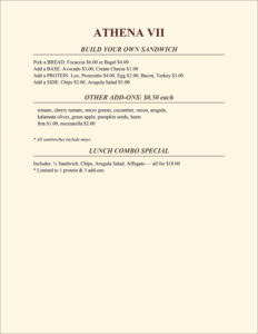 Athena Lunch Menu